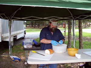 Preparing Pina Colada Bread Pudding